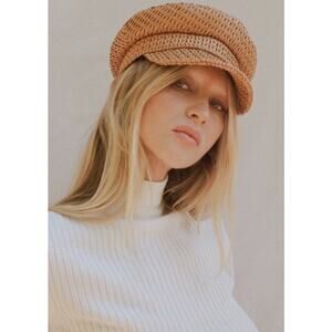 Lack of color leather weaved Brown mesa cap